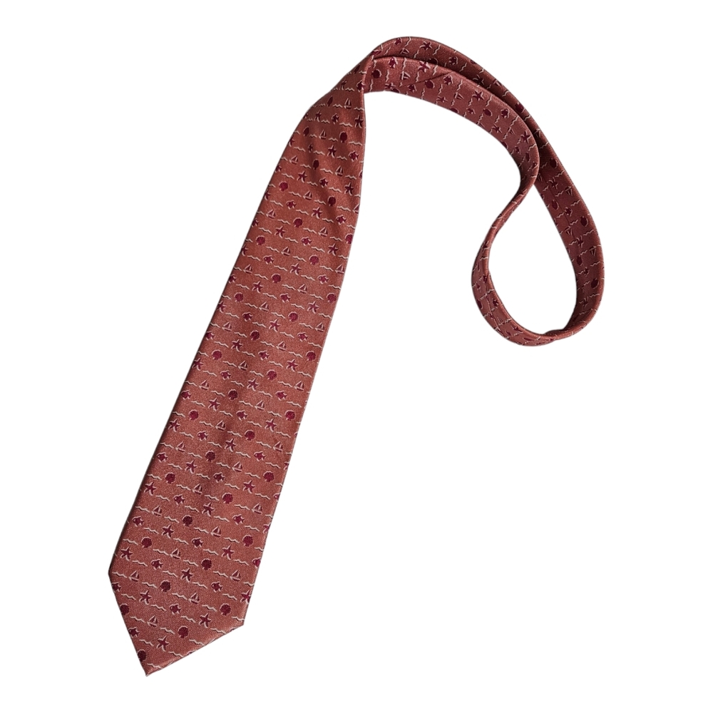 HERMÈS RARE Pink Fish Wave Starfish LUXURY Tie FRANCE